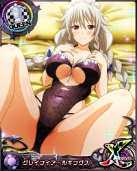 Rule 34 | 1girl, breasts, card (medium), cleavage, grayfia lucifuge, high school dxd, large breasts, official art, red eyes