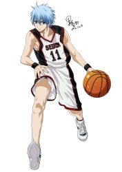 Rule 34 | 1boy, basketball, basketball uniform, blue eyes, blue hair, kuroko no basuke, kuroko tetsuya, male focus, matching hair/eyes, shoes, sneakers, solo, sportswear