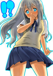 Rule 34 | !?, 1girl, blue eyes, k-on!, kotobuki tsumugi, koue, long hair, school uniform, silver hair, solo, sora megumu