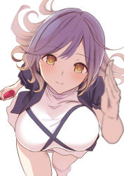 Rule 34 | 1girl, absurdres, amisu, blurry, blurry foreground, blush, breasts, closed mouth, commentary request, depth of field, dress, feet out of frame, floating hair, foreshortening, gradient hair, highres, hijiri byakuren, holding rod, large breasts, leaning forward, long hair, looking at viewer, multicolored hair, panties, purple dress, running, smile, solo, touhou, underwear, white dress, white panties, yellow eyes