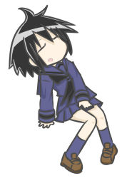 Rule 34 | 1girl, black hair, medisuke, original, school uniform, serafuku, simple background, skirt, sleeping, solo