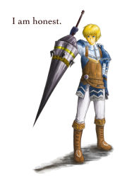 Rule 34 | 1boy, armor, blonde hair, earnest, knight, lance, male focus, polearm, solo, spear, valkyrie profile: covenant of the plume, valkyrie profile (series), weapon