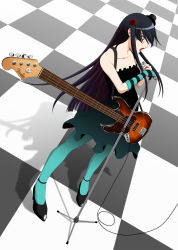Rule 34 | 00s, 1girl, akiyama mio, bass guitar, blue pantyhose, don&#039;t say &quot;lazy&quot;, hat, highres, instrument, k-on!, mini hat, mini top hat, pantyhose, solo, tachibana rin, top hat