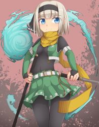 Rule 34 | 1girl, adapted costume, belt, black pantyhose, blue eyes, bodysuit, breasts, bridal gauntlets, cropped vest, detached sleeves, hair ribbon, katana, konpaku youmu, konpaku youmu (ghost), navel, pantyhose, ribbon, scarf, see-through, short hair, silver hair, small breasts, smile, solo, sword, touhou, uumaru1869, vest, weapon