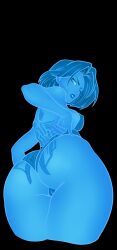 Rule 34 | ass, blue skin, colored skin, copyright name, cortana, cortana (cosplay), cosplay, dummy thicc (meme), from behind, halo, highres, huge ass, master chief, meme, non-web source