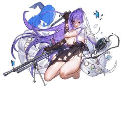 Rule 34 | 1girl, ahoge, arm up, bag, bare shoulders, barefoot, black dress, black gloves, breasts, bug, butterfly, cleavage, closed mouth, coat, damaged, dress, elbow gloves, flask, floating hair, full body, fur, girls&#039; frontline, gloves, gun, hair between eyes, holding, holding gun, holding knife, holding weapon, insect, knife, large breasts, long hair, looking at viewer, machine gun, official art, pill, purple hair, red eyes, sitting, solo, star (symbol), torn clothes, torn coat, torn dress, torn gloves, transparent background, unworn bag, very long hair, weapon, white coat, whoisshe, zb-26 (girls&#039; frontline), zb 26