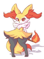 Rule 34 | 1girl, :3, animal ears, braixen, creatures (company), fire, furry, furry female, game freak, gen 6 pokemon, highres, looking at viewer, nintendo, pixelpet, pokemon, pokemon (creature), red eyes, simple background, smile, solo, standing, tail, thick thighs, thighs, white background