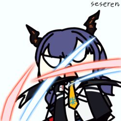 Rule 34 | 1girl, angry, animated, animated gif, arknights, furious, lowres, necktie, open mouth, seseren