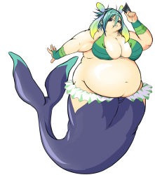 Rule 34 | blue hair, breasts, fat, highres, large breasts, mermaid, monster girl, mune0107, obese, tagme