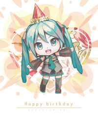 Rule 34 | 1girl, absurdres, aqua eyes, aqua hair, aqua necktie, bare shoulders, black skirt, black sleeves, black thighhighs, boots, cosplay, detached sleeves, full body, grey shirt, hair ornament, happy birthday, hat, hatsune miku, headphones, headset, heart, highres, kigurumi, krlouvf, long hair, looking at viewer, mikudayoo, miniskirt, necktie, open mouth, outstretched arms, party hat, pleated skirt, shirt, shoulder tattoo, skirt, sleeveless, sleeveless shirt, smile, solo, tattoo, thigh boots, thighhighs, very long hair, vocaloid, white background, zettai ryouiki