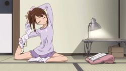 Rule 34 | 10s, animated, animated gif, brown hair, hanawa kaoru, ponytail, stretching, tamayura