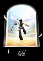 Rule 34 | 1boy, ancient greek clothes, angel, bow (weapon), bracer, chiton, cloud, feathers, hirooka masaki, kid icarus, kid icarus uprising, male focus, nintendo, official art, pit (kid icarus), solo, toga, weapon, wings