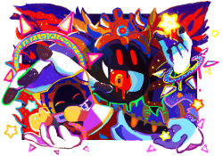 Rule 34 | border, crown, disembodied hand, gloves, homriette, kirby&#039;s return to dream land, kirby (series), magolor, master crown, multiple persona, nintendo, no humans, outside border, rayman limbs, red eyes, solid oval eyes, star (symbol), white border, white gloves, yellow gloves