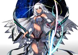 Rule 34 | 1girl, absurdres, altera (fate), bare shoulders, dark skin, dark-skinned female, fate/grand order, fate (series), gluteal fold, highres, hip focus, karlwolf, long hair, looking at viewer, photon ray (fate), red eyes, solo, sword, thigh gap, thighs, weapon, white hair