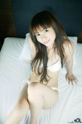 Rule 34 | bed, bra, highres, lingerie, nakagawa shoko, panties, photo (medium), side-tie panties, underwear