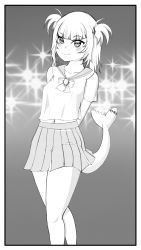 Rule 34 | gawr gura, highres, hololive, hololive english, holomyth, pleated skirt, sailor collar, school uniform, screentones, skirt, tail, twintails, virtual youtuber