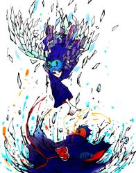 Rule 34 | 1boy, 1girl, blue hair, cloak, fighting, hair ornament, konan (naruto), mask, md5 mismatch, naruto (series), naruto shippuuden, onyaskr, paper, tobi (naruto), uchiha obito