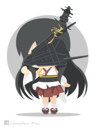 Rule 34 | 10s, 1girl, bad id, bad pixiv id, black hair, chameleon man (three), chibi, covered face, flat color, fusou (kancolle), kantai collection, long hair, machinery, no lineart