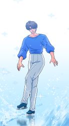 Rule 34 | 1boy, brown hair, highres, ice skates, ranma 1/2, sanzenin mikado, skates, smile, wanta (futoshi)