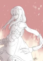 Rule 34 | 1girl, anastasia valeria, argetlahm, armor, armored dress, belt, commentary request, dress, gloves, hair ornament, hairband, long hair, low-tied long hair, solo, sword, twintails, very long hair, weapon, wild arms, wild arms 2