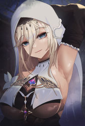 Rule 34 | 1girl, absurdres, aponia (honkai impact), arm up, armpits, breasts, chest jewel, gmg, highres, honkai (series), honkai impact 3rd, large breasts, lips, long hair, looking at viewer, mole, mole under eye, sleeveless, solo, upper body